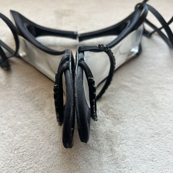 Stuart Weitzman Black Satin Embellished High Heel Strappy Sandals Women 8 Chic - Picture 15 of 16